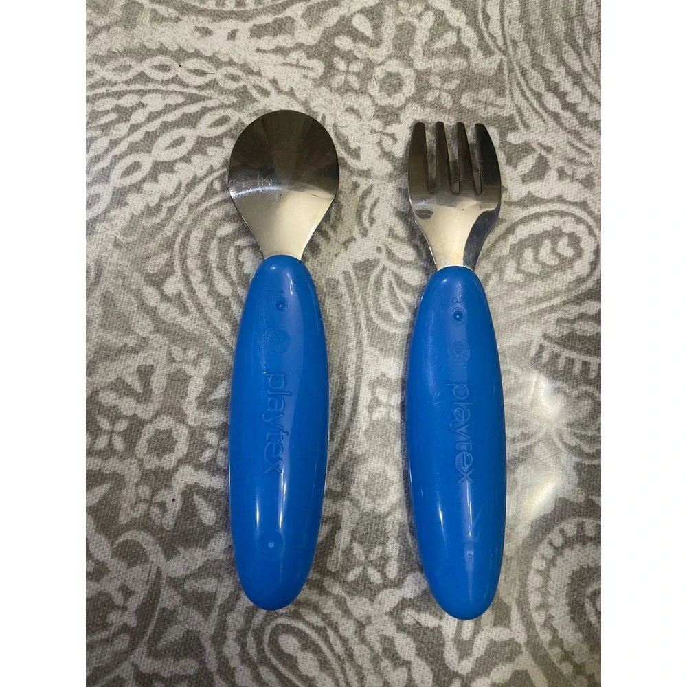 Paw Patrol Playtex Toddler Utensils Fork Spoon Set 2018 Spin Master Blue